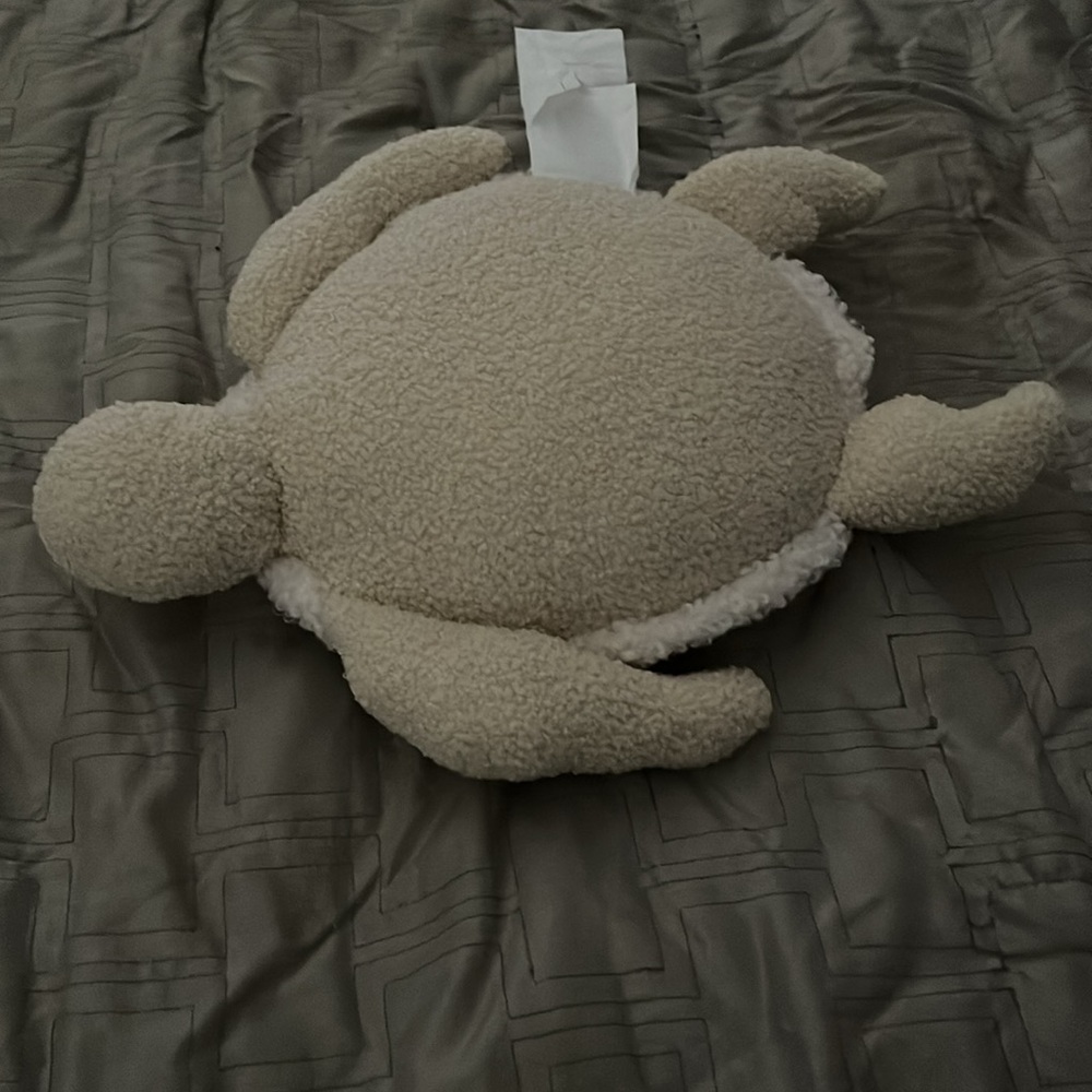 Plush Turtle Pillow in Cream and Tan - Picture 3 of 5